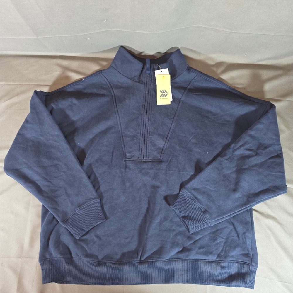 All in Motion Womens Active Comfort 1/2 Zip Sweatshirt Navy Blue XXL 214144020
